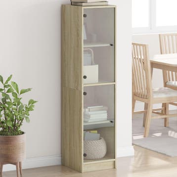vidaXL buffetkast met glazen deuren 35x37x142 cm sonoma, Minder dan 50 cm, Verzenden, Nieuw, Minder dan 100 cm