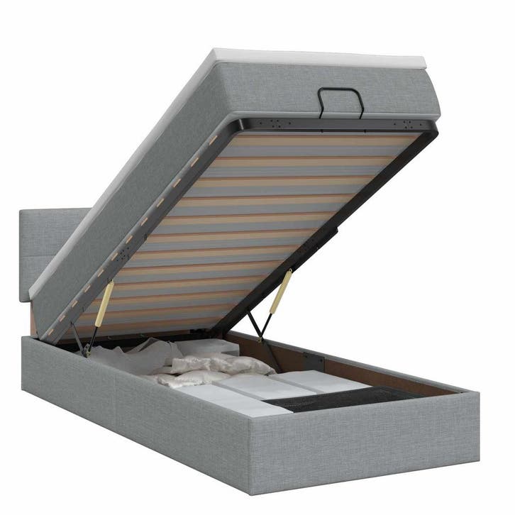 vidaXL Ottoman bed met matras Lichtgrijs 90 x 200 cm Stof, Huis en Inrichting, Slaapkamer | Bedden, Nieuw, Verzenden
