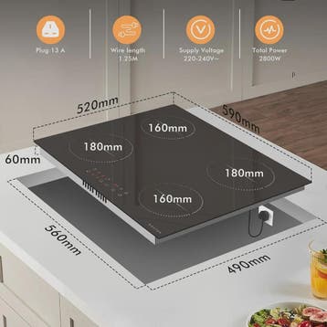 NOXTON 60cm Inbouw Inductie Kookplaat - 4 Zones, Touch Contr, Verzenden, Nieuw
