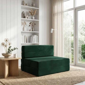 vidaXL Vouwsofa Bed Donkergroen 190 x 100 x 15 cm Fluweel, Verzenden, Nieuw, Stof, Minder dan 150 cm