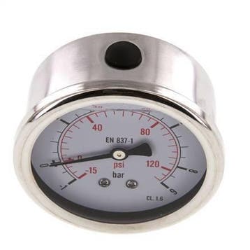 1..9 Bar Glycerine Manometer Achteraansluiting RVS/Messing, Verzenden, Nieuw