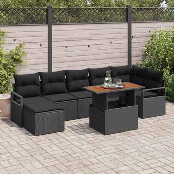 vidaXL Tuin Sofa Set 8 st Zwart Poly riet, Verzenden, Nieuw, Rotan, 8 zitplaatsen
