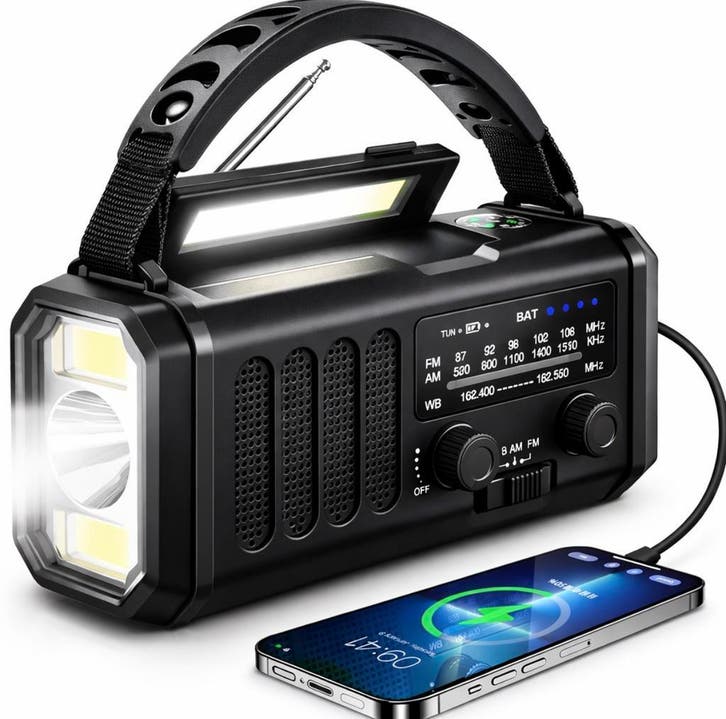 Noodradio- powerbank 20.000 mAh - noodpakket- zaklamp- solar, Hobby en Vrije tijd, Overige Hobby en Vrije tijd, Nieuw, Verzenden