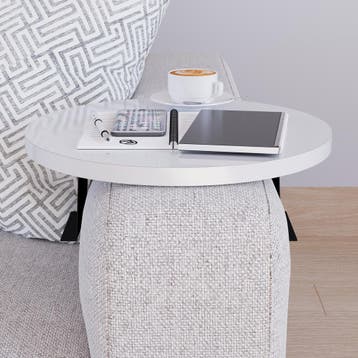 Dienblad armleuning Kuleskyd rond Ø34 cm wit [en.casa], Verzenden, Nieuw