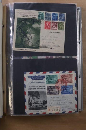 Suriname 1953/1975 - Complete collectie FDCs in Zonnebloem, Gestempeld