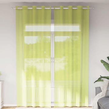 vidaXL Gordijnen Voile met doorvoertules 2 st 140x260 cm, Verzenden, Nieuw, Groen