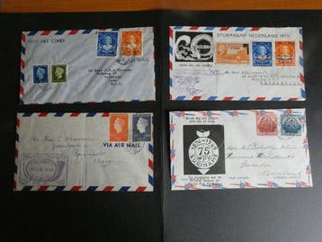 Suriname 1948/1953 - 4 x FDC Voorloper FDCs uit Suriname, Gestempeld