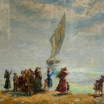 Scuola italiana (XX), firmato G. Olivetto - La partenza, Antiek en Kunst
