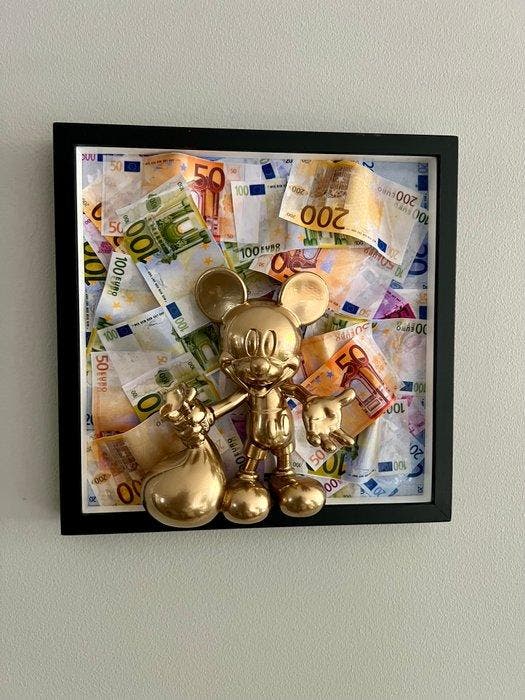 JP Art - Golden Cash Mouse – Contemporary Pop Art Wall, Antiek en Kunst, Kunst | Schilderijen | Modern