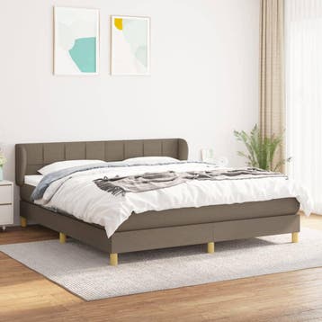 vidaXL Boxspring met matras stof taupe 180x200 cm, Eenpersoons, Verzenden, Nieuw, 80 cm