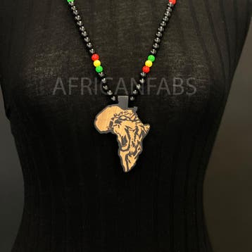 Houten kralen ketting / halsketting / hanger - Afrikaans con, Ophalen of Verzenden, Nieuw