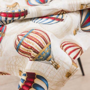 BA148 - Decoratieve stof met blauwe luchtballonnen –