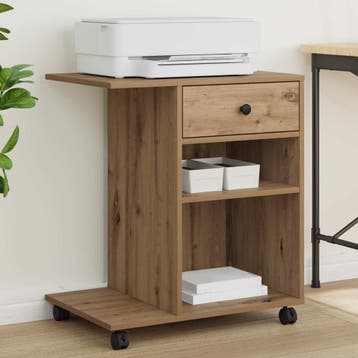 vidaXL Printerstand Artisanaal eiken 60 x 40 x 68,5 cm, Verzenden, Nieuw