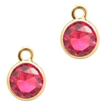 1 x DQ facethanger gekleurd Indian Pink- crystal-gold 7x1..., Ophalen of Verzenden, Nieuw, Bedel