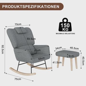 Luxe Schommelstoel met Voetenbank en Hoofdsteun - Comfortabe, Verzenden, Nieuw