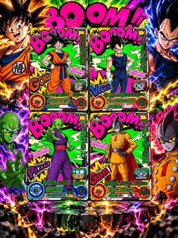 Bandai - 4 Card - Dragon Ball, Dragon Ball Z - Son Goku, Nieuw