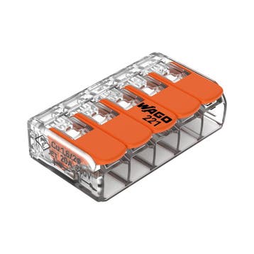 WAGO verbindingsklem / Lasklem | 5 aderig | 0.2-4.0mm², Doe-het-zelf en Verbouw, Elektra en Kabels, Ophalen of Verzenden, Nieuw