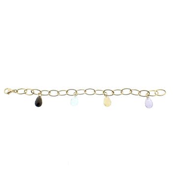 Gouden schakelarmband met topaas en rookkwarts., Gebruikt, Ophalen of Verzenden, Met edelsteen, Goud