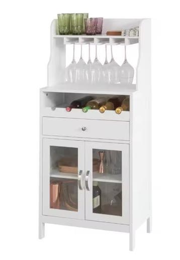 Wijnkast met Rek en Glashouder – Dressoir met Lade en Deuren, Verzenden, Nieuw