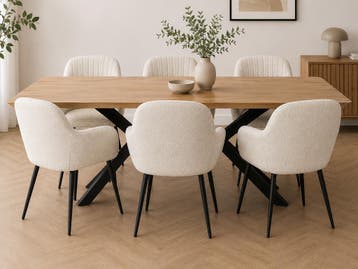 Luxe eetkamerstoelen in bouclé Sand | Veiling, Huis en Inrichting, Stoelen, Nieuw