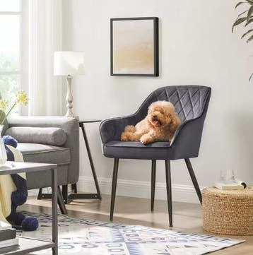 Set van 6 Fluwelen Eetkamerstoelen –Metalen Poten en Armleun, Huis en Inrichting, Verzenden, Nieuw