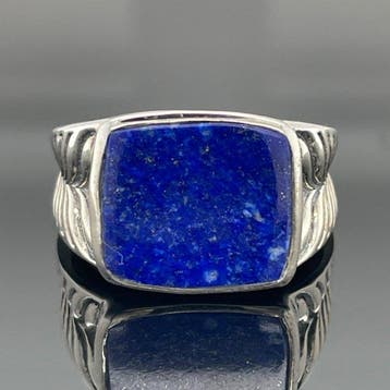 Zilver - Ring - Natuurlijke lapis lazuli