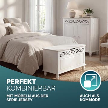 Houten kist Jersey Wit 80x40x48cm (Kasten, Interieur), Verzenden, Nieuw