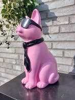 Beeld, pink cat with tie and sunglasses - 29 cm - polyresin