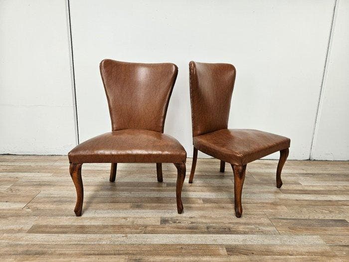 Stoel (2) - Paar lage fauteuils in klassieke stijl. - Hout,, Antiek en Kunst, Curiosa en Brocante