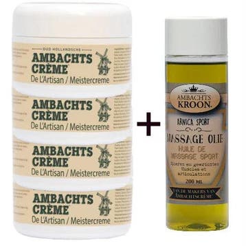 4 potten Ambachtscreme + 1x Arnica Sport Massageolie 200ml, Verzenden, Nieuw