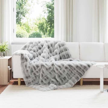 vidaXL Antislip deken van imitatie konijnenbont Olite 4 st, Verzenden, Nieuw, Grijs