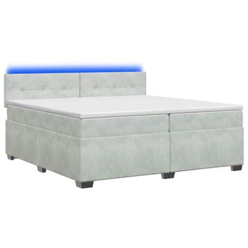 vidaXL Boxspring Bed met Matras en LED Lichtgrijs 200 x 200, Huis en Inrichting, Slaapkamer | Bedden, Verzenden, Nieuw, Stof