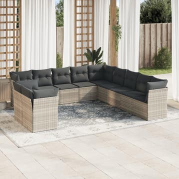 vidaXL 11-delige Loungeset met kussens poly rattan, Verzenden, Nieuw, Loungeset