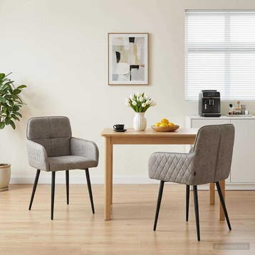 vidaXL Eettafelstoelen 2 st Nep Suede Leer Lichtgrijs, Verzenden, Nieuw