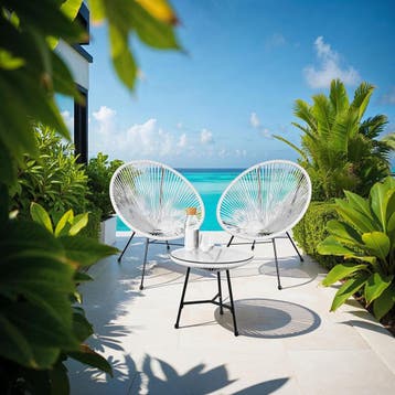 Set van 2 stoelen Santana met tafel - wit, Tuin en Terras, Tuinsets en Loungesets, Verzenden, Nieuw