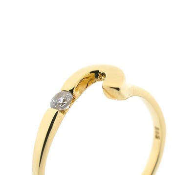 Gouden ring met zirconia, Sieraden, Tassen en Uiterlijk, Gebruikt, Ophalen of Verzenden, 17 tot 18, Met edelsteen