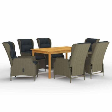 vidaXL 7-delige Tuinset bruin, Tuin en Terras, 6 zitplaatsen, Nieuw, Tuinset, Verzenden