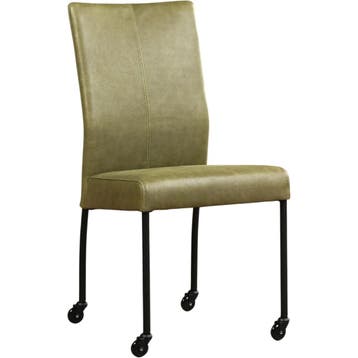 Leren eetkamerstoel Comfort met wieltjes - Vintage Olive, Overige kleuren, Nieuw, Leer, Ophalen of Verzenden