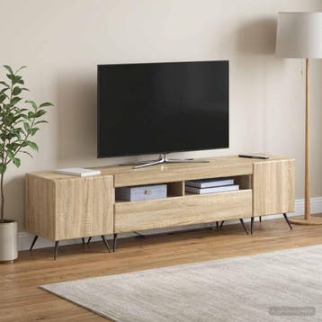 vidaXL LED tv-meubel BREDA 3 st Sonoma Eiken Bewerkt hout, Minder dan 50 cm, Verzenden, Nieuw, Minder dan 100 cm