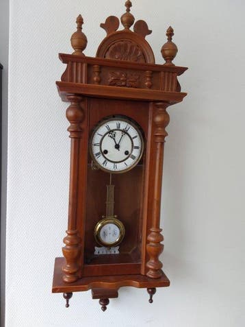 Regulateur - Antiek - Wortelnotenhout - 1920-1930 - Wandklok, Antiek en Kunst, Antiek | Klokken
