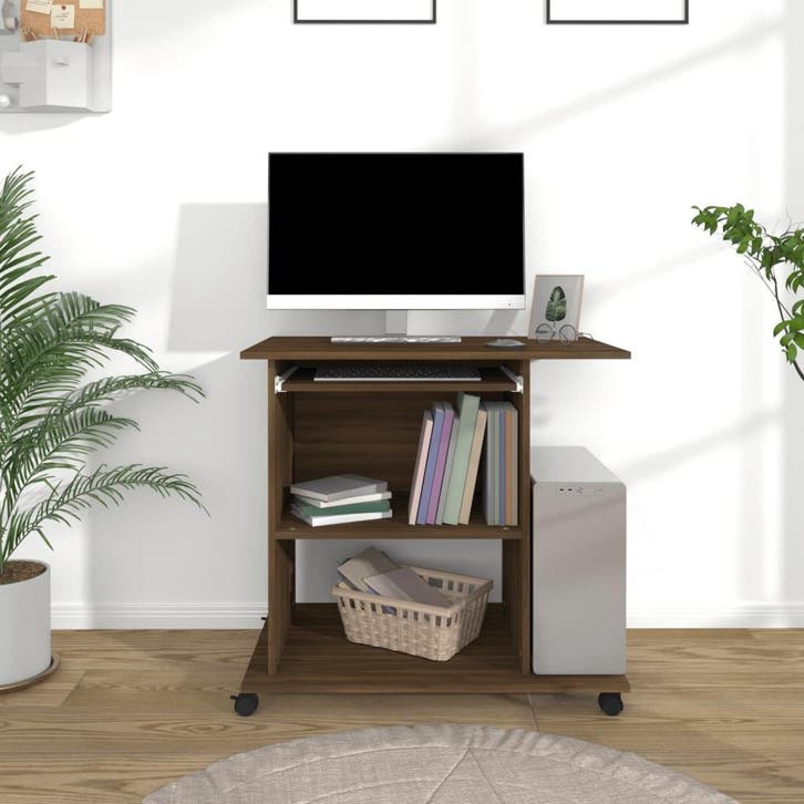 vidaXL Computerbureau 80x50x75 cm bewerkt hout bruin, Huis en Inrichting, Bureaus, Nieuw, Verzenden