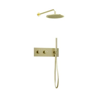 Inbouw regendouche met wandarm 25cm douchekop mat goud, Verzenden, Nieuw