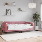 vidaXL Slaapbank met matras 100x200 cm fluweel roze, 100 cm, Eenpersoons, Verzenden, Nieuw