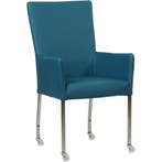 Leren eetkamerstoel Deal met armleuning - Toledo Turquoise, Huis en Inrichting, Stoelen, Blauw, Nieuw, Leer, Ophalen of Verzenden