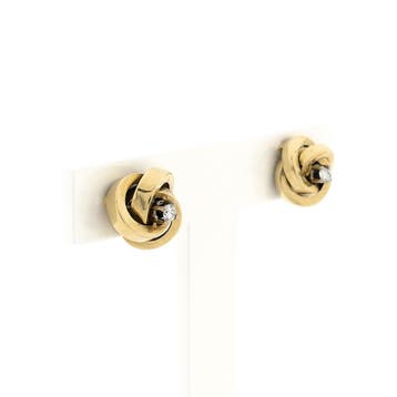 Gouden oorstekers met diamant (Oorbellen), Sieraden, Tassen en Uiterlijk, Oorbellen, Gebruikt, Overige kleuren, Ophalen of Verzenden