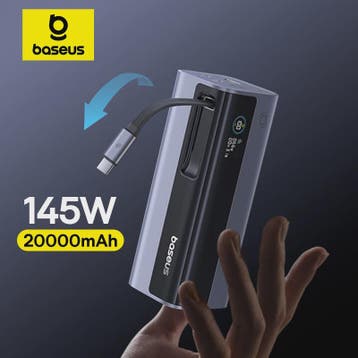 Baseus 145W Powerbank 20000mAh met Ingebouwde 100W Intrekbar, Verzenden, Nieuw