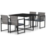 vidaXL 5-delige Tuinset met kussens poly rattan grijs, Verzenden, Nieuw, 4 zitplaatsen, Tuinset