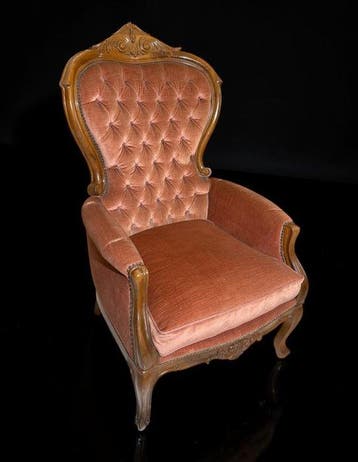 Fauteuil - Chesterfield - Fluweelroze (Pink) - Walnoot -, Antiek en Kunst