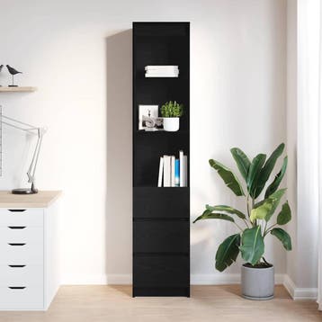 vidaXL Highboard 37,5x35x180 cm spaanplaat zwart, Minder dan 50 cm, Verzenden, Nieuw, Minder dan 100 cm