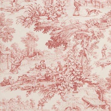 AA003 - Raffinato Toile de Jouy Bordeaux - Meubelstof - 300